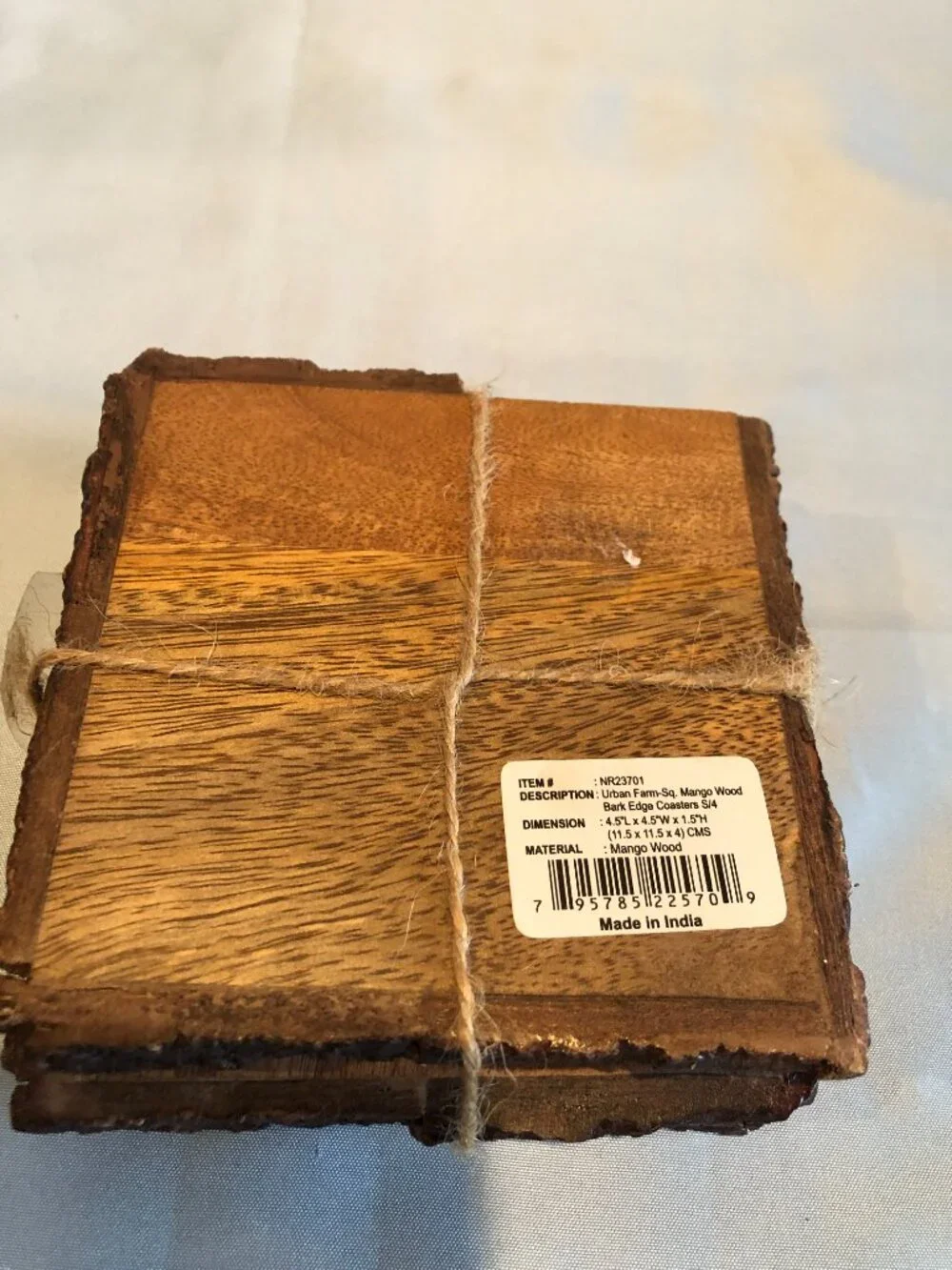 NWT Set of 4 Urban Farm Mango Wood Coasters Rustic #F54